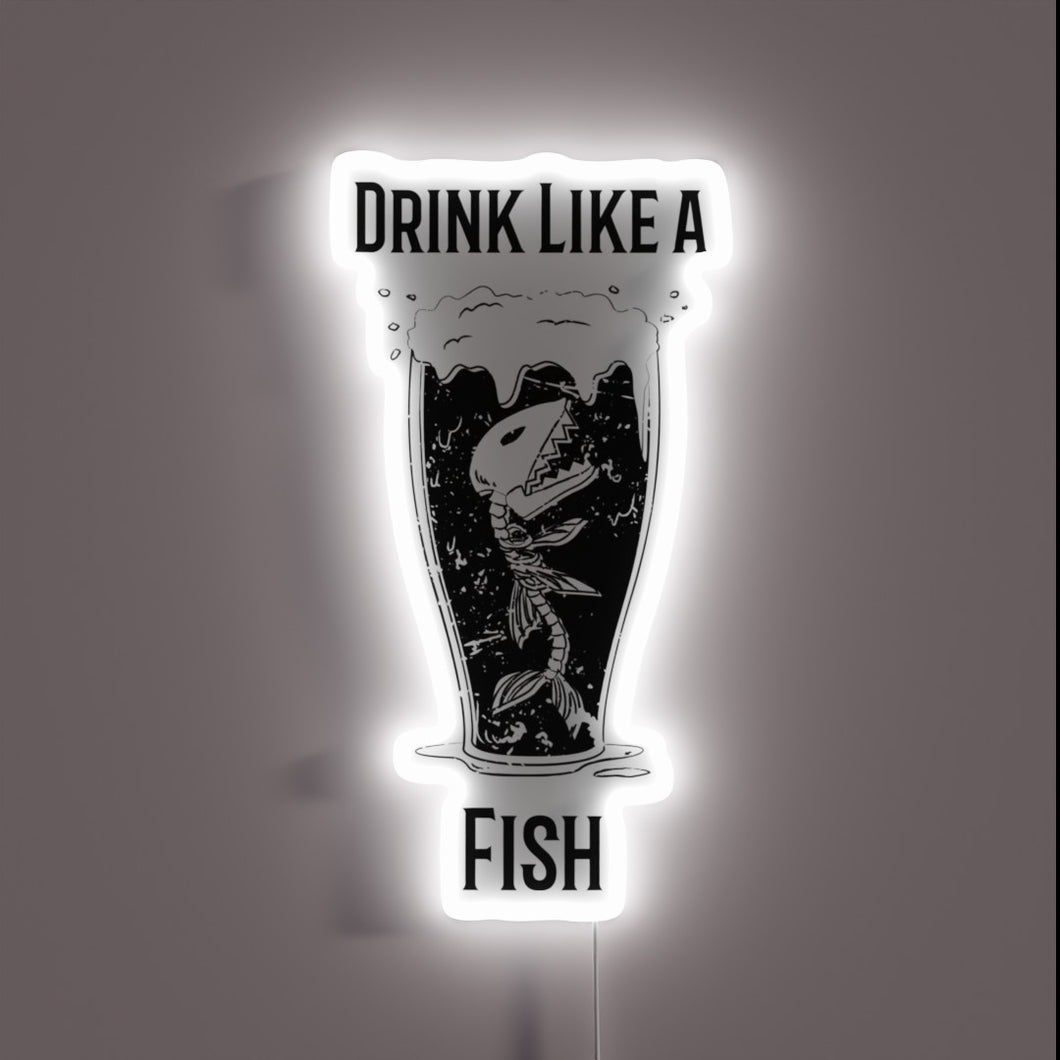 Neon sign featuring colorful fish-inspired design for bar or home