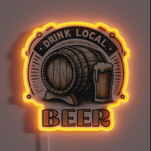 Vibrant Neon Sign Promoting Craft Beer Lovers and Community Spirit