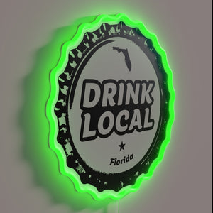 RGB neon sign celebrates local Florida craft beer culture enthusiasm.