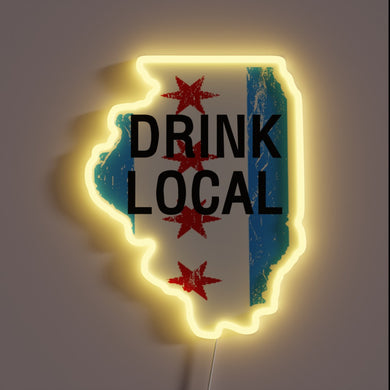 Chicago-Style Beer Sign in Vibrant RGB Neon Colors, IL Pride