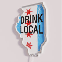 Load image into Gallery viewer, Chicago IL State Neon Bar Sign with Beer Drinking Colors