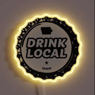 Vibrant Neon Sign Displaying Iowan Pride and Craft Beer Love