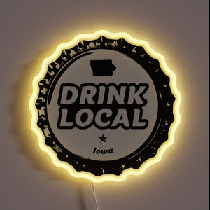 Vibrant Neon Sign Displaying Iowan Pride and Craft Beer Love