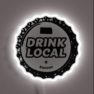 Vibrant RGB neon sign featuring a bottle cap design locally.