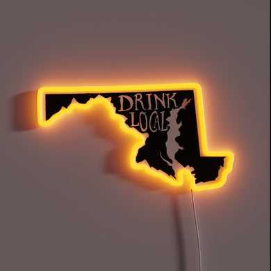 Local Maryland Craft Beer Lover's Neighborhood Map RGB Neon Sign