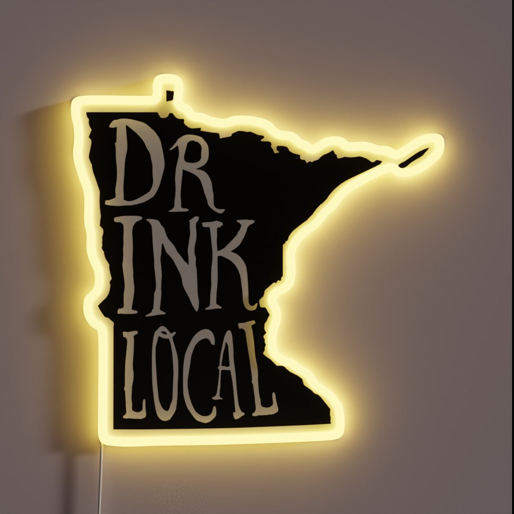 RGB illuminated outline of Minnesota map for local craft beer fans.