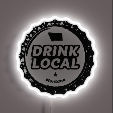 Brighten your space with this colorful local brew cap display.