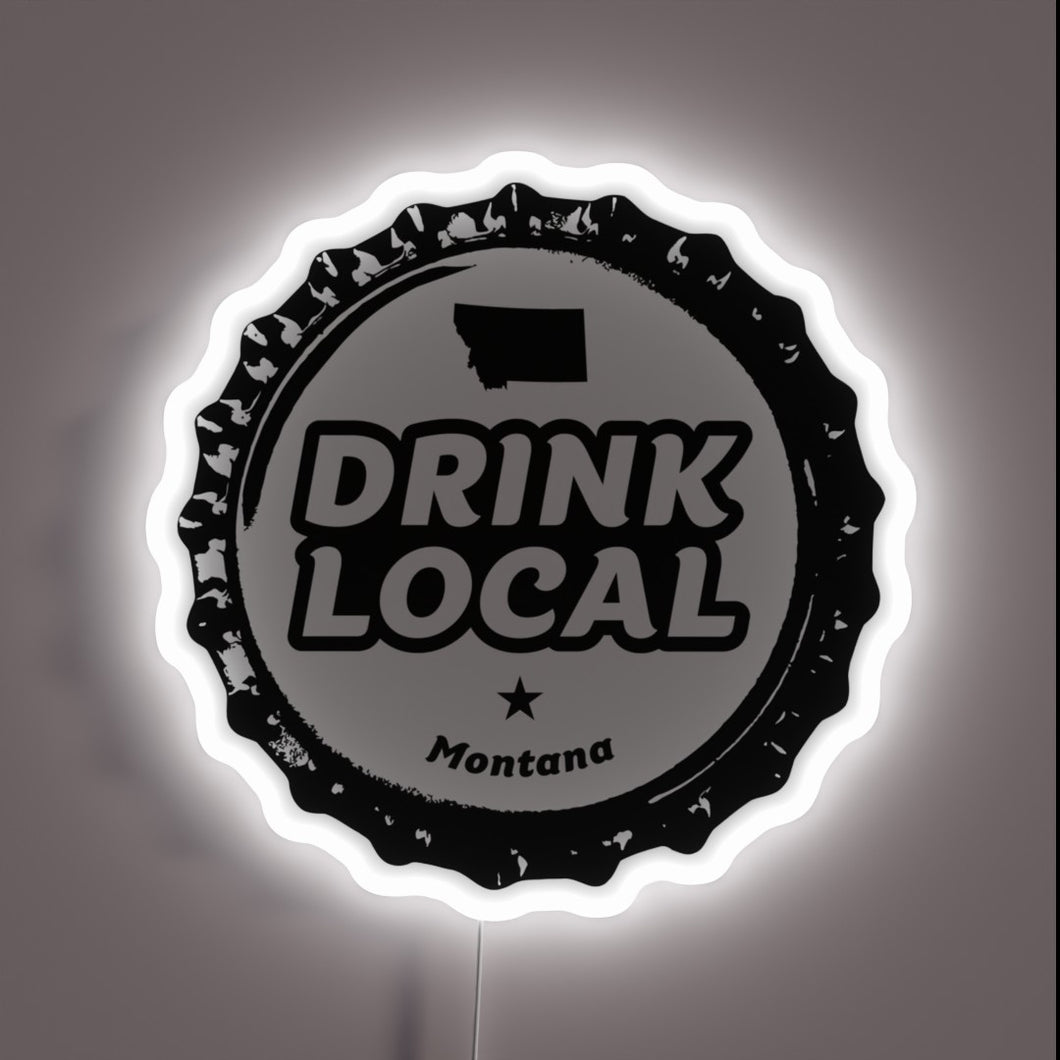 Brighten your space with this colorful local brew cap display.