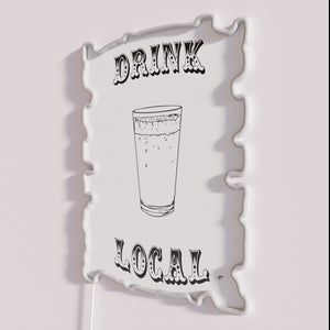 Vibrant RGB LED neon sign promoting local drink culture and community.