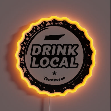 Neon Sign Showcasing Vibrant Rainbow Colors with Brewery Bottles and Caps