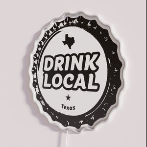 Neon Beer Sign Featuring Local Texas Craft Brew Bottle Caps