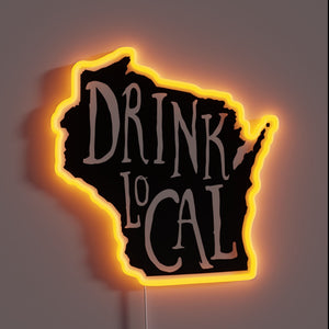 Colorful Neon Sign Celebrating Local Wisconsin State Outline Breweries in Style