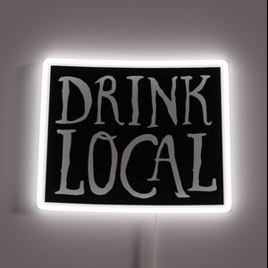 Neon Sign Featuring Hand-Drawn Map of Wyoming with Beers