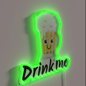 RGB Neon Bar Sign: Drink Me, Beer, Soda Glassware Welcome