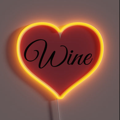 Romantic Red Wine Lover's Neon Sign with Pink Heart Quote