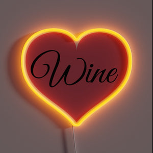 Romantic Red Wine Lover's Neon Sign with Pink Heart Quote