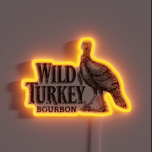Neon Lighted Sign Featuring Iconic Wild Turkey Bourbon Logo Design