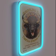 Load image into Gallery viewer, Brewery decor featuring a colorful yak sipping ale in Tibet
