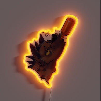 Glowing Neon Sign Featuring a Drunken Hyena in Vibrant Colors