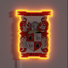 Load image into Gallery viewer, Retro-inspired neon sign featuring a coat of arms design.