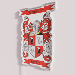 Bright LED Artwork of Drunken State Coat of Arms Sign