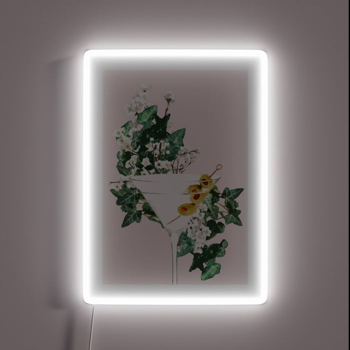 RGB Neon Sign Featuring Iconic Dry Martini Cocktail Silhouette Design