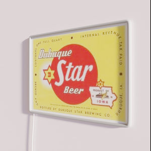 Colorful Dubuque Star Beer Neon Sign in Vibrant RGB Lighting