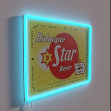Load image into Gallery viewer, Vintage-inspired Dubuque Star Beer signage with colorful, glowing LED accents.