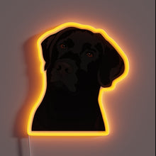 Load image into Gallery viewer, Duke The Lab RGB neon sign, front view lit, printed on acrylic