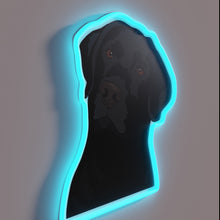 Load image into Gallery viewer, Duke The Lab RGB neon sign, side view lit showing the depth of the acrylic sign