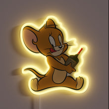 Load image into Gallery viewer, Neon lit &quot;Dunk&quot; mousepad logo lights up in vibrant RGB colors.