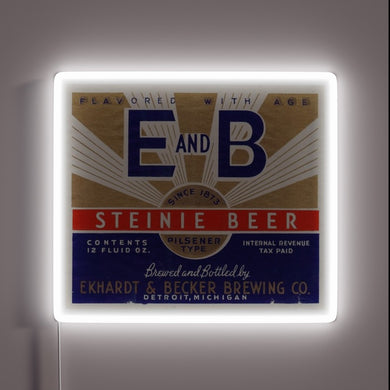 Vibrant RGB Neon Sign Featuring Iconic E and B Steinie Logo