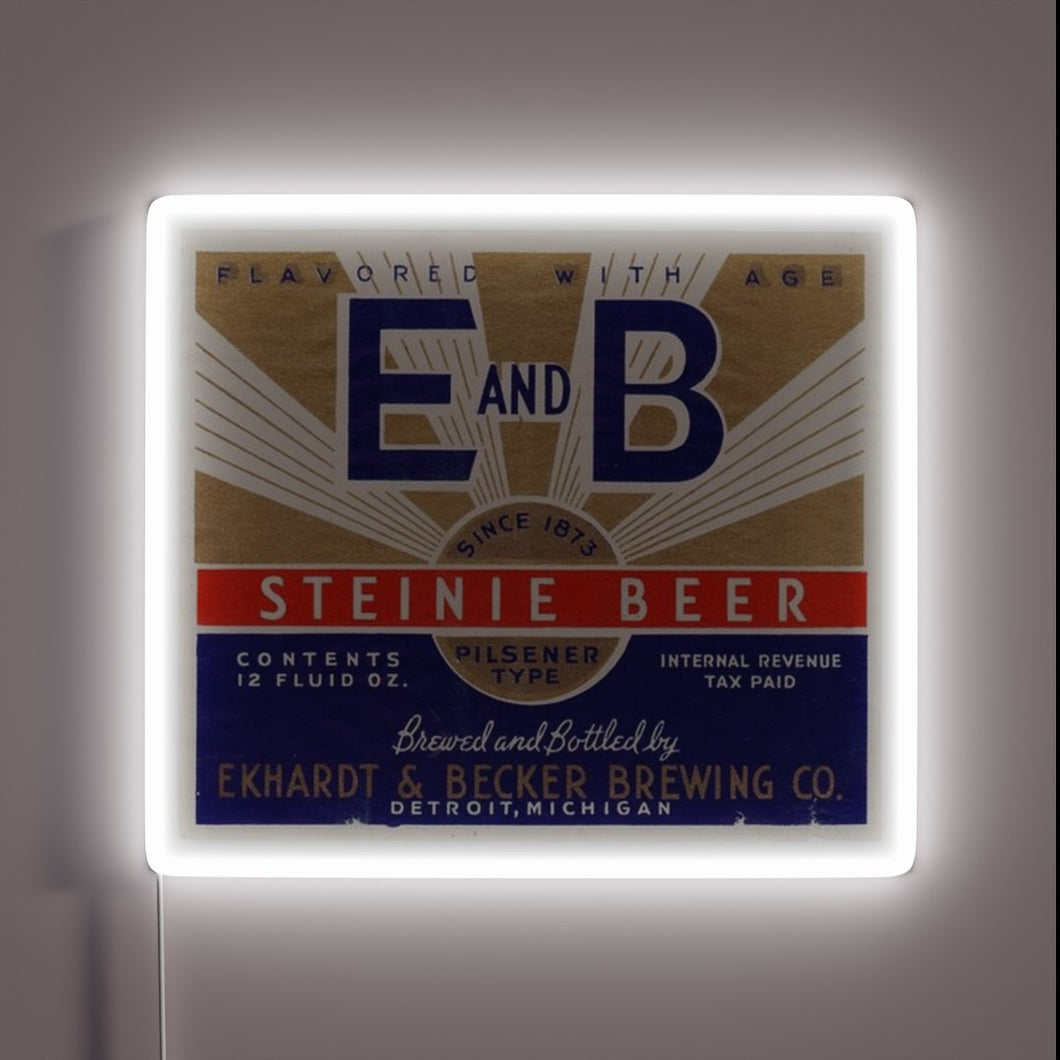 Vibrant RGB Neon Sign Featuring Iconic E and B Steinie Logo