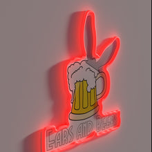 Load image into Gallery viewer, Bar decor with fun ears and beer glasses in neon.