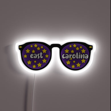 Eye-catching East Carolina University-inspired neon-accented RGB LED sunglasses accessory