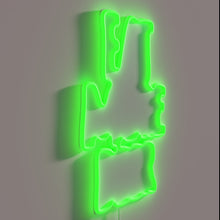 Load image into Gallery viewer, Vintage-style &#39;Eat More Beer&#39; neon sign in bold RGB letters.