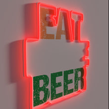 Load image into Gallery viewer, Eye-catching Eat More Beer Sign with Vibrant Neon V13 Lighting.