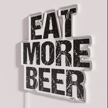 Load image into Gallery viewer, Neon beer bar decor, eat more beer sign, vintage style lighting.