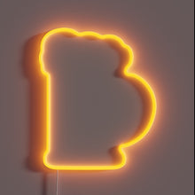 Load image into Gallery viewer, Brightly glowing neon beer sign with bold RGB color options