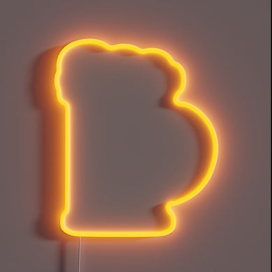 Brightly glowing neon beer sign with bold RGB color options