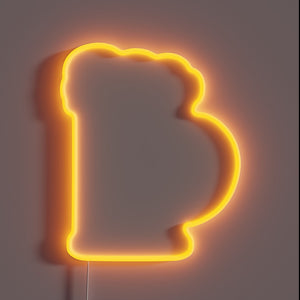 Brightly glowing neon beer sign with bold RGB color options