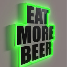 Load image into Gallery viewer, Neon bar sign with colorful RGB LED illuminated beer graphic.