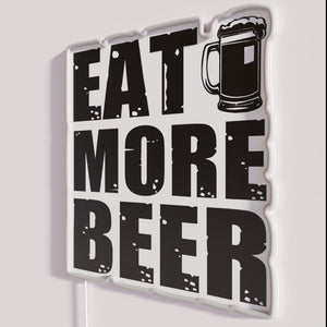 Vibrant Neon 'Eat More Beer' Sign with RGB Colorful Lighting Effects
