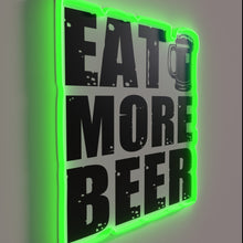 Load image into Gallery viewer, Vintage-style neon sign with RGB glow and beer motto message