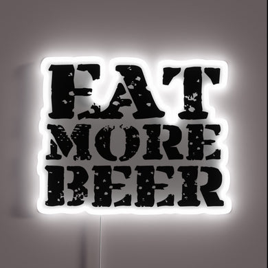 Eye-catching RGB neon bar sign with 'Eat More Beer' message.