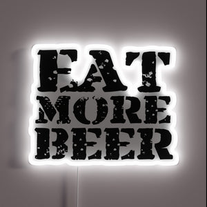 Eye-catching RGB neon bar sign with 'Eat More Beer' message.
