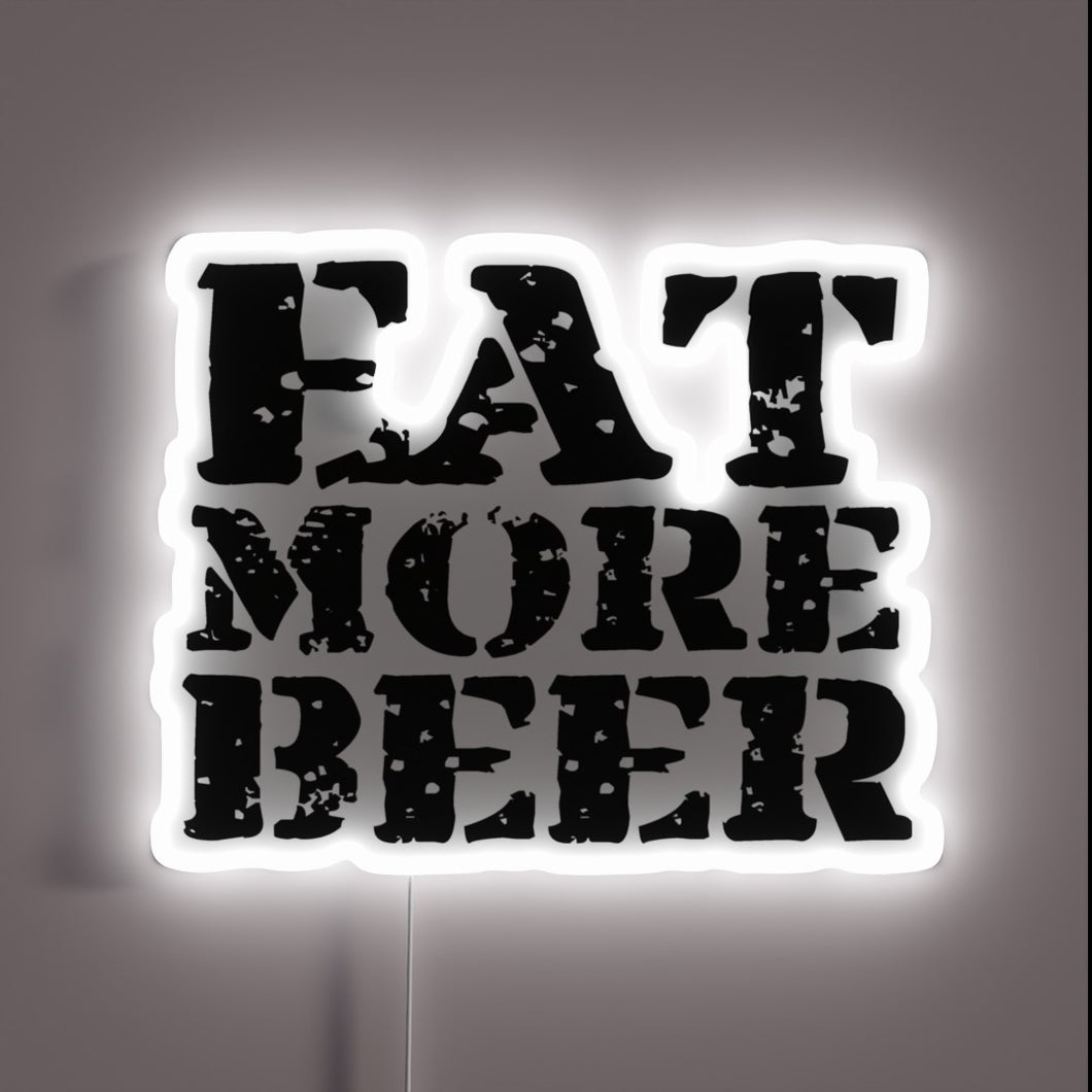 Eye-catching RGB neon bar sign with 'Eat More Beer' message.