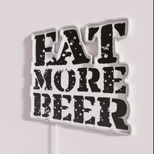 Load image into Gallery viewer, Eye-catching vintage-style &#39;Eat More Beer&#39; V7 LED neon bar sign.