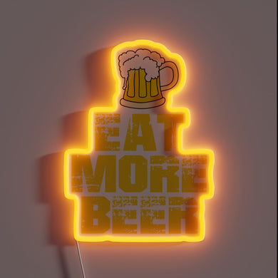 Vibrant RGB neon sign featuring colorful Eat More Beer logo.