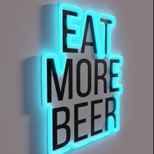 Load image into Gallery viewer, Vibrant neon &#39;Eat More Beer&#39; bar pub decoration sign artwork